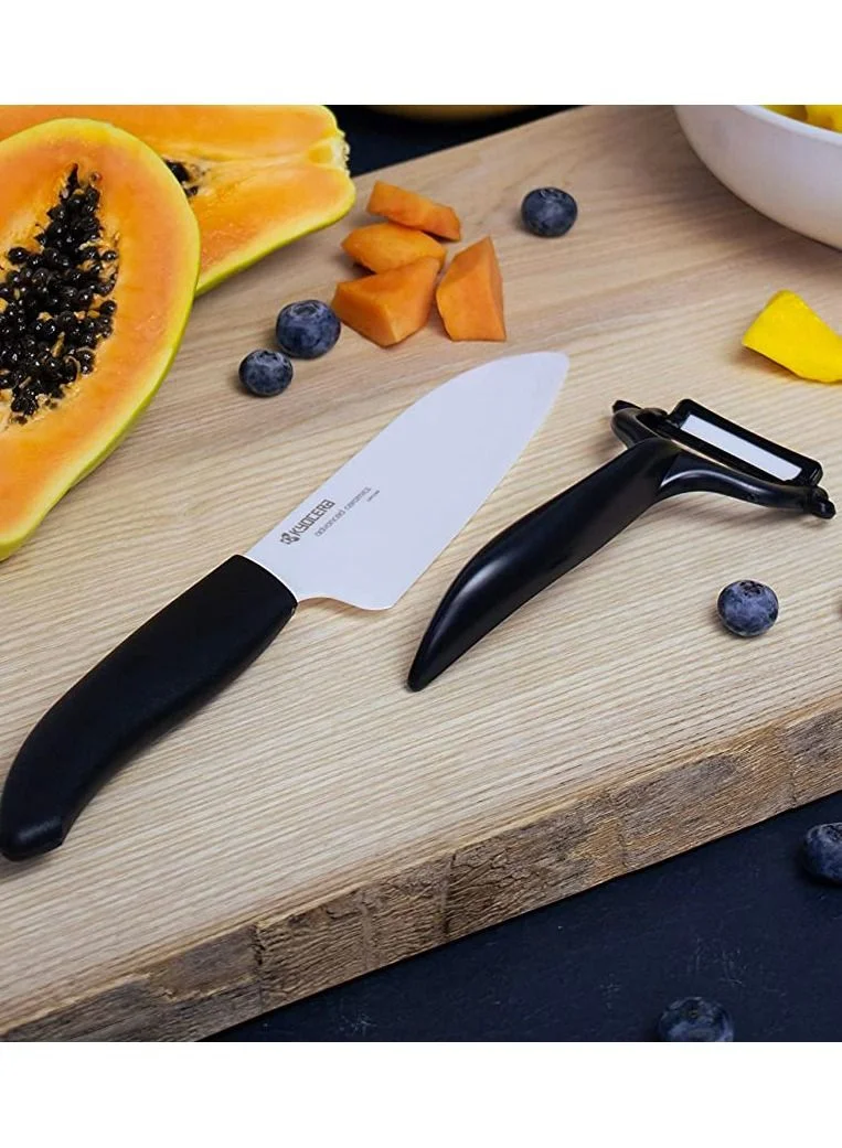 Kyocera Advanced Ceramics Kyocera Black Ceramic Kitchen Utility Knife and Peeler 2 Piece Gift Set for Chef