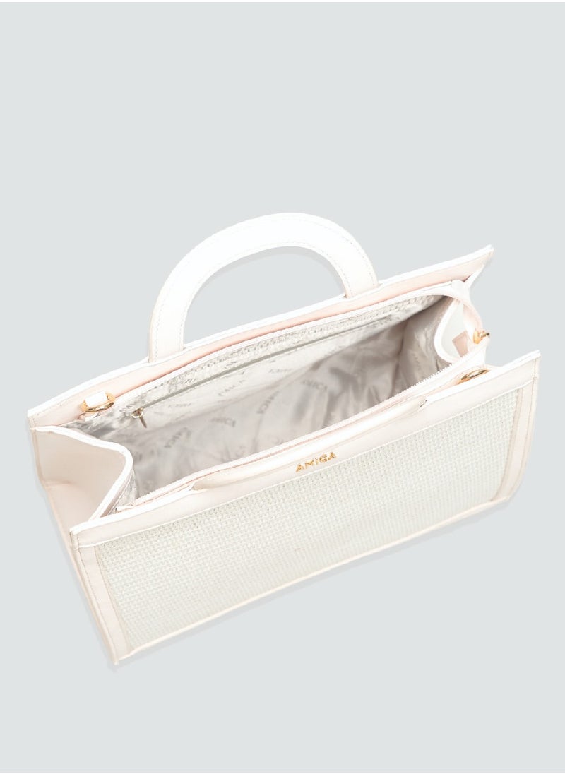 AMICA - Lena Raffia Top Handle Tote bag for Women - White - Image 1
