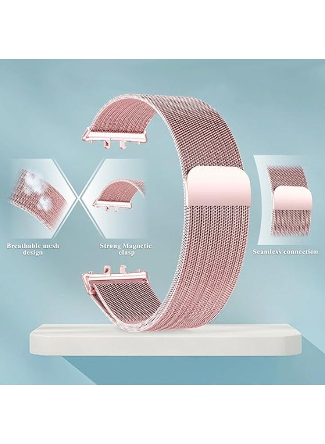 Compatible for Samsung Galaxy Fit 3 Band, Stainless Steel Mesh Loop Adjustable Magnetic Clasp Smartwatch Strap Wristband for Galaxy Fit3 for Men Women - Image 2