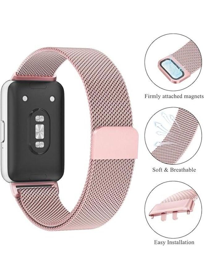 Compatible for Samsung Galaxy Fit 3 Band, Stainless Steel Mesh Loop Adjustable Magnetic Clasp Smartwatch Strap Wristband for Galaxy Fit3 for Men Women - Image 5