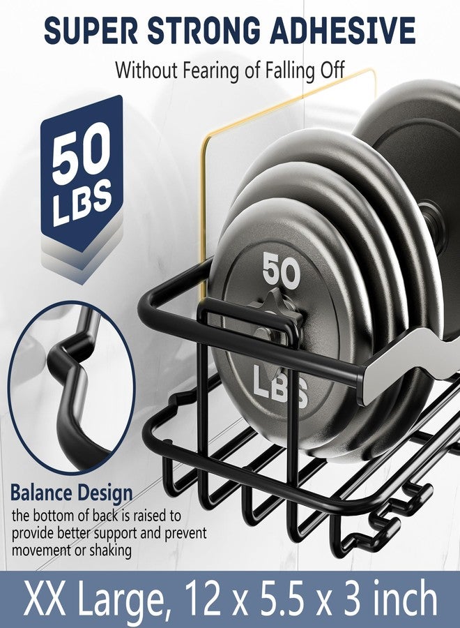 OMAIRA 3-Pack Shower Caddy with Soap Holder, Adhesive Rustproof No-drill Strudy Loading Inside Shower Organizer Shelves Rack Storage Bathroom Organization for Smooth Wall Glass Tile, Black (X-Large) - Image 5