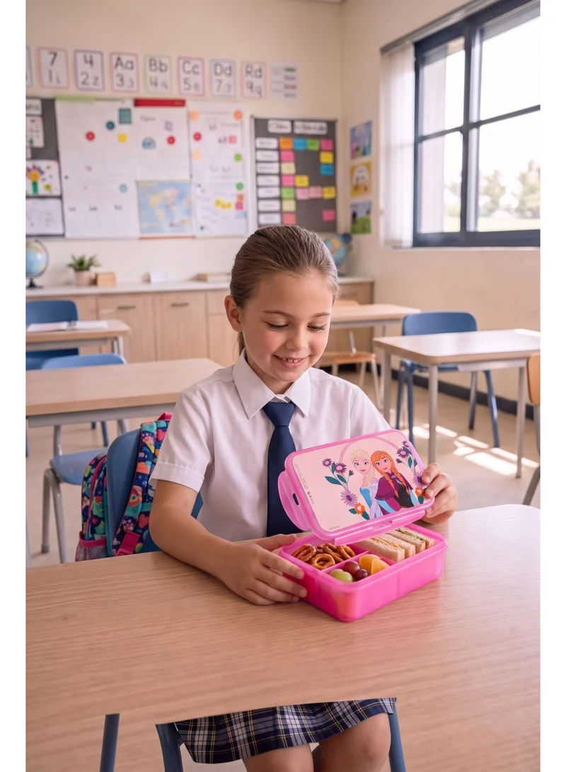 ديزني Disney Frozen Regular Lunch Box | Elsa & Anna Bento Lunch Box for Kids | Compartment Food Storage Container for School, Travel & Picnics | Reusable Lunch Container