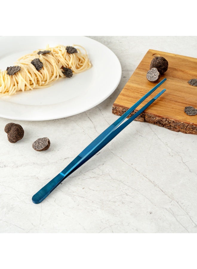 Restaurantware ملقط الطعام المثالي بطول 11.8 بوصة، 1 ملقط مطبخ مستقيم طويل - أطراف مسننة للدقة، للتقديم أو التزيين، ملقط طهي من الفولاذ المقاوم للصدأ الأزرق، قوي - Image 4