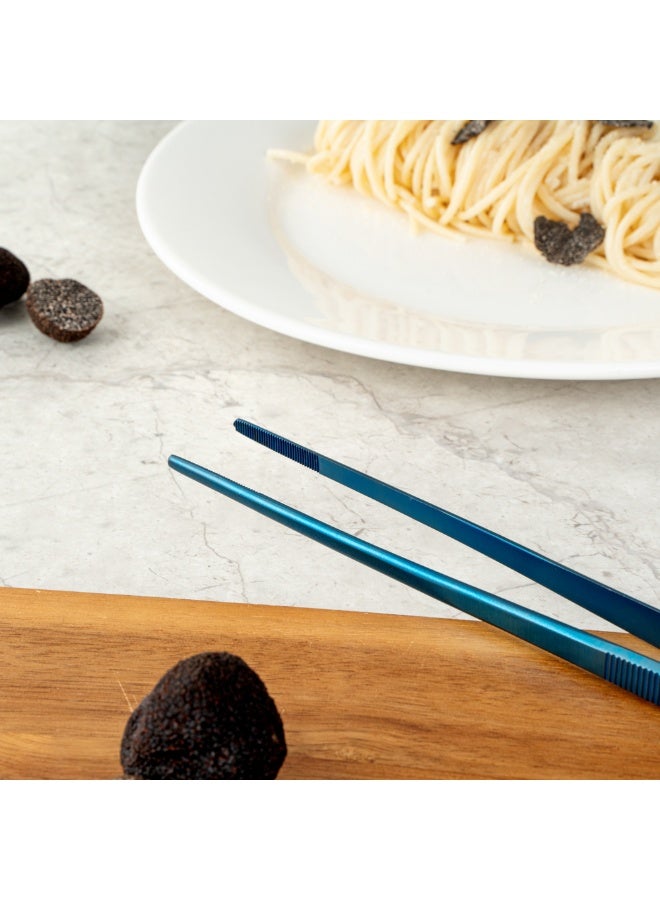 Restaurantware ملقط الطعام المثالي بطول 11.8 بوصة، 1 ملقط مطبخ مستقيم طويل - أطراف مسننة للدقة، للتقديم أو التزيين، ملقط طهي من الفولاذ المقاوم للصدأ الأزرق، قوي - Image 5