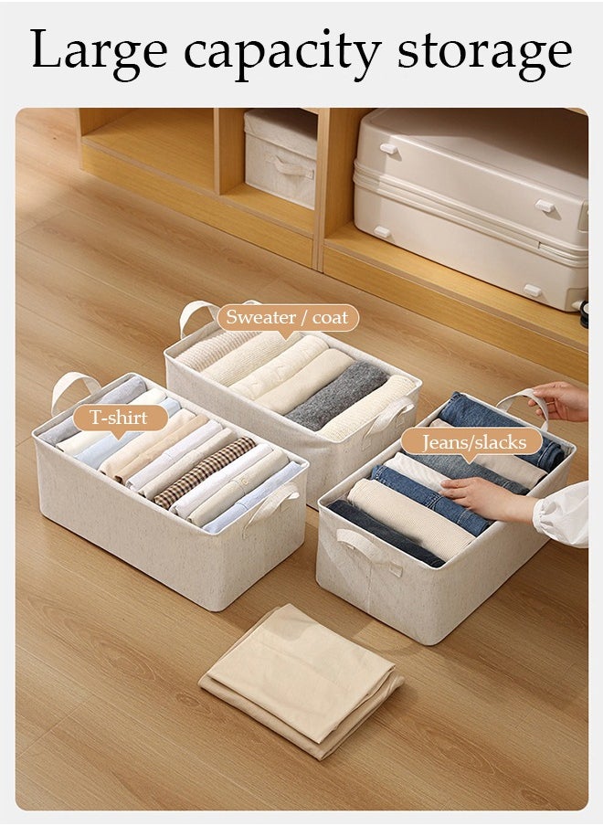 DUNISO - 3-piece wardrobe stackable storage container, foldable storage box with sturdy handle, large capacity shelf storage basket, metal frame storage box for storing clothes and toys - Image 1