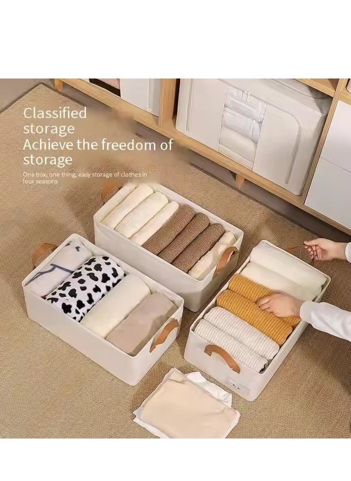 DUNISO - 3-piece wardrobe stackable storage container, foldable storage box with sturdy handle, large capacity shelf storage basket, metal frame storage box for storing clothes and toys - Image 1