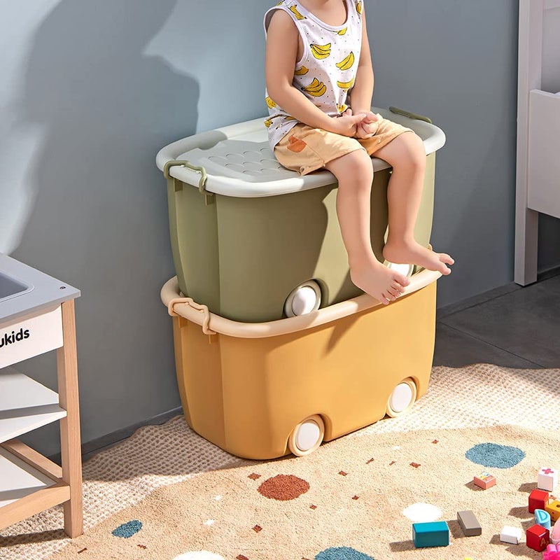 WHISKET WHISKET Toy Chest Large Plastic Stackable Organizer Storage Box with Lid and Wheels for Kids Toys Colour May Vary 1  - Image 2