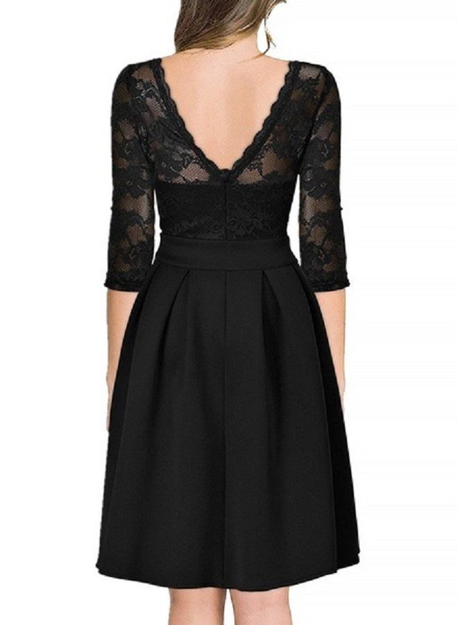 Women's Vintage Lace Evening Dress Black  - Image 2