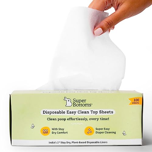 superbottoms Disposable Easy Clean Top Sheets l Easy To Dispose l Compatible With Cloth Diaper, Langot & Padded Underwear l Hypoallergenic, Skin-Friendly|(100 Per Pack) Pack of 2 - Image 2