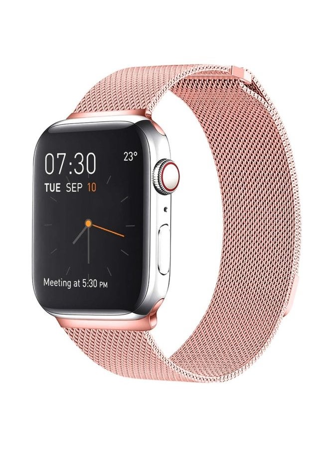 Generic - Replacement Strap Milanese Loop Magnetic Stainless Steel Watch Band for Apple Watch Ultra 49mm&Watch Ultra 2 49mm / Series 9&8&7 45mm / SE 3&SE 2&6&SE&5&4 44mm / 3&2&1 42mm Pink - Image 1