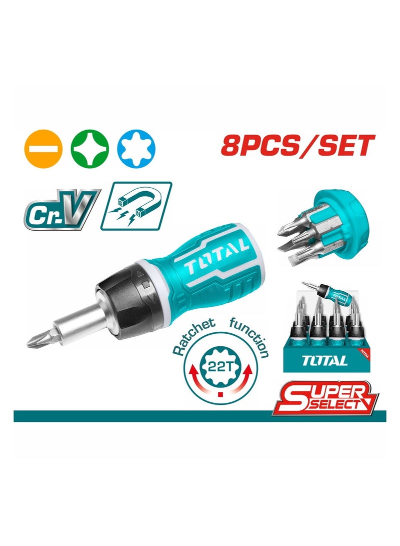 TOTAL 8 In 1 Stubby ScrewDriver Set TACSDS1726 - Image 2