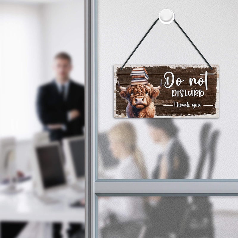 Putuo Decor Cute Highland Cow "Please Knock" & "Do Not Disturb" Reversible Door Sign Fun Rustic PVC Door Decoration for Kidsâ€™ Rooms, Offices, Nurseries, Bedroom, Meeting Room - Image 5