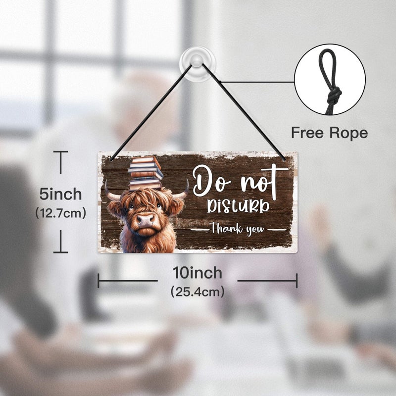 Putuo Decor Cute Highland Cow "Please Knock" & "Do Not Disturb" Reversible Door Sign Fun Rustic PVC Door Decoration for Kidsâ€™ Rooms, Offices, Nurseries, Bedroom, Meeting Room - Image 2