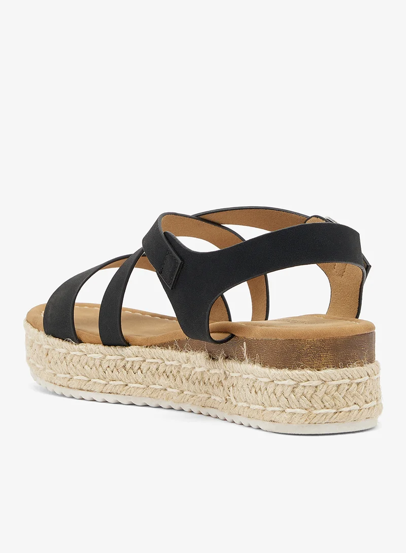 Savannah Collection Black Wedge Platform Sandal for Women | Best Price UAE