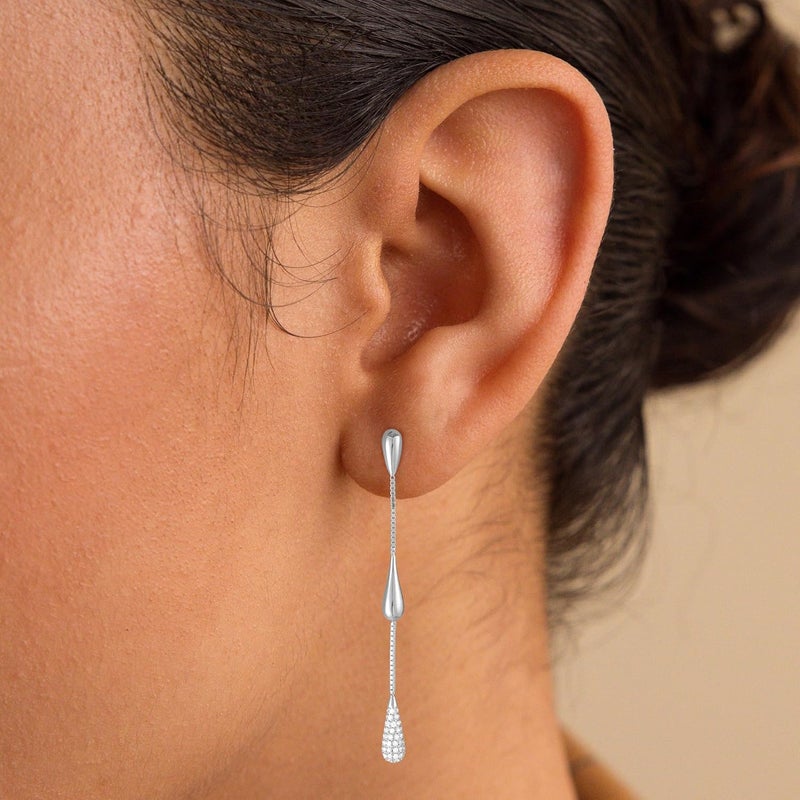 Fglqfam Dangle Earrings for Women, 14K Gold Plated CZ Huggie Drop Earrings - Image 5