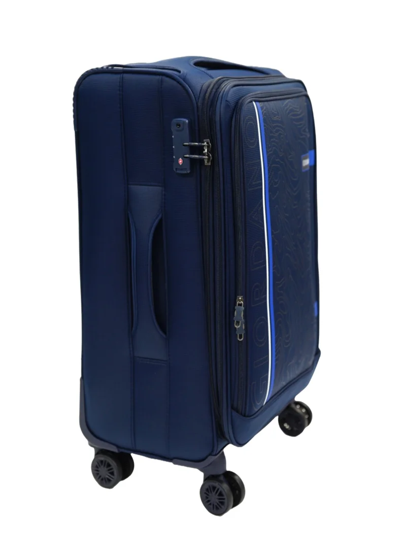 جيوردانو GIORDANO Jodo Series Check-In Medium Suitcase Navy Blue, Soft Nylon Lightweight Durable Expandable 4 Wheels Luggage Trolley Bag 24" With Secure TSA Combination Lock.