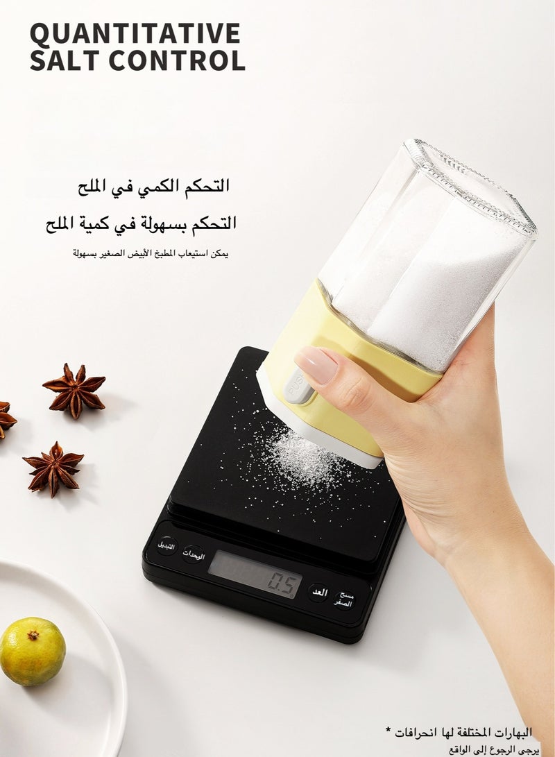 "عبوة ملح وبهارات زجاجية مزدوجة الاستخدام - وعاء محكم مع غطاء خشبي وملعقة قياس  - Image 5