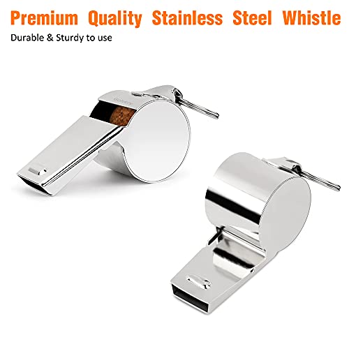 Golvery Metal Referee, Coach Whistle - Stainless Steel - Extra Loud Whistle with Lanyard for School Sports, Soccer, Football, Basketball and Lifeguard Protection etc (Silver-2pcs) - Image 4
