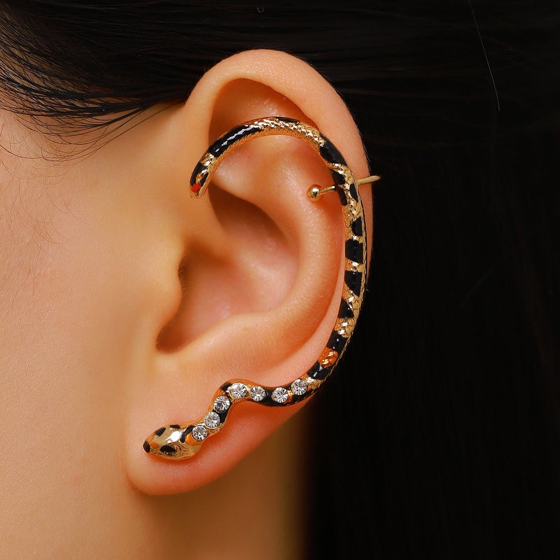ofeankri Snake-Shaped Diamond-Encrusted Ear Cuff - Bold, Cool, and Versatile - Image 1