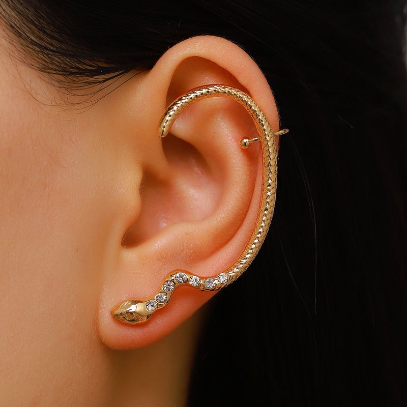 ofeankri Snake-Shaped Diamond-Encrusted Ear Cuff - Bold, Cool, and Versatile - Image 2