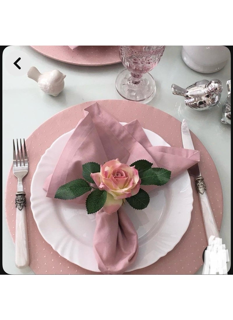 AGAAS ENTERPRISES AGAAS ENTERPRISES Elegant Table Setting with Pink Dotted Charger Plate Cloth Napkin and Rose Decor Dining Set of 6  - Image 2