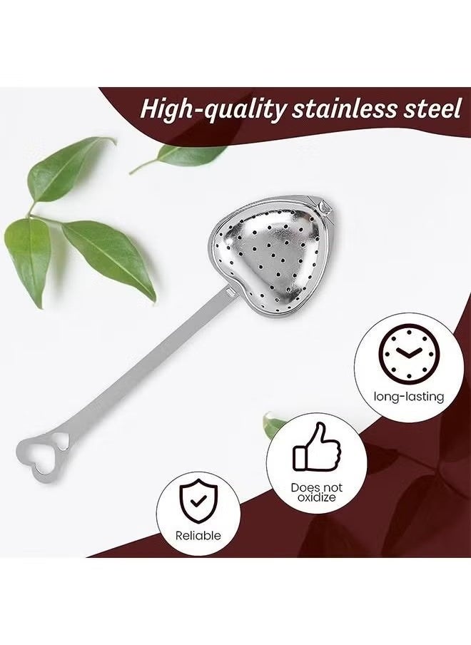 Generic - 6 Pcs Heart Shape Tea Strainers, Stainless Steel Reusable Interval Diffuser, Tea Infusers Loose Tea Strainer (Silver) - Image 1