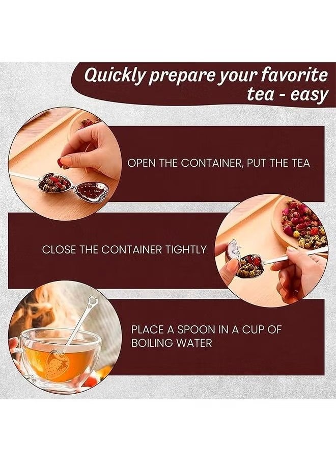 Generic - 6 Pcs Heart Shape Tea Strainers, Stainless Steel Reusable Interval Diffuser, Tea Infusers Loose Tea Strainer (Silver) - Image 1