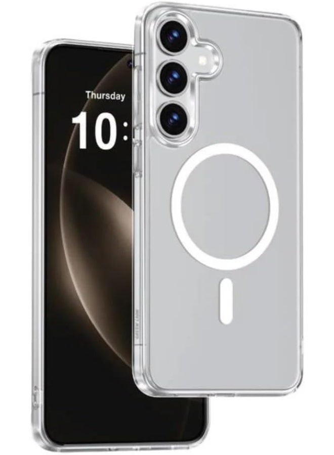 AKSESORY Samsung Galaxy S25 Series Magnetic Crystal Clear Case 6.7 inch - Slim Transparent Cover, Anti Yellowing, Shockproof Soft Touch Shell, Lightweight Durable Ultra Thin Armor (6.2 inch, Galaxy S25) - Image 1
