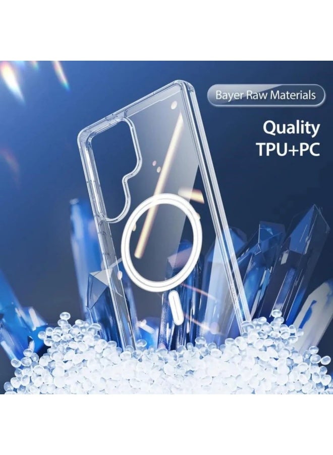 AKSESORY Samsung Galaxy S25 Series Magnetic Crystal Clear Case 6.7 inch - Slim Transparent Cover, Anti Yellowing, Shockproof Soft Touch Shell, Lightweight Durable Ultra Thin Armor (6.2 inch, Galaxy S25) - Image 2