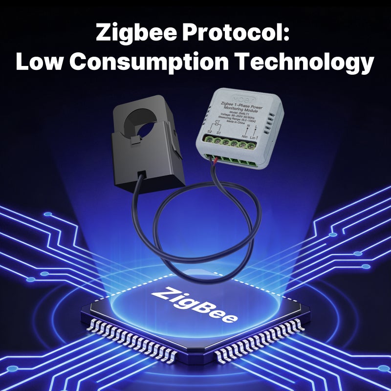 مقياس الطاقة الذكي Zigbee: أسود، دقة ثنائية الاتجاع عالية الدقة من الفئة 1.0، إحصائيات على التطبيق في الوقت الحقيقي - تنبيهات عتبة قابلة للتخصيص، مقياس طاقة ذكي لإدارة الطاقة المنزلية، مراقب للطاقة الشمسية - Image 3