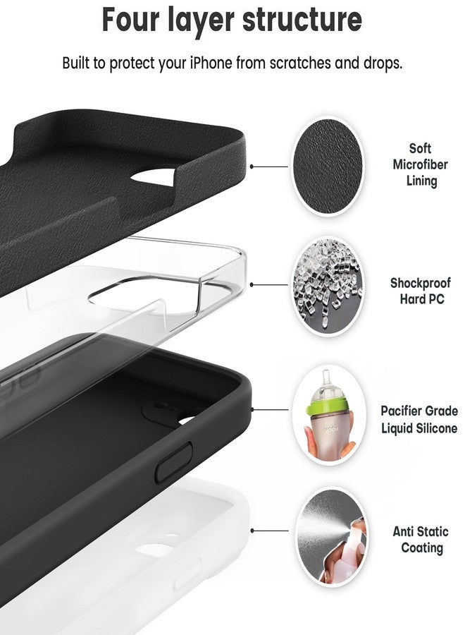Vooii Compatible with iPhone 16e Case, Upgraded Liquid Silicone, Camera Protection, Soft Anti-Scratch Microfiber Lining, Shockproof Case for iPhone 16e 6.1" - Black - Image 2