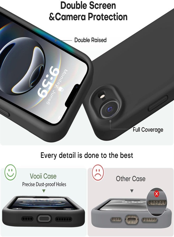 Vooii Compatible with iPhone 16e Case, Upgraded Liquid Silicone, Camera Protection, Soft Anti-Scratch Microfiber Lining, Shockproof Case for iPhone 16e 6.1" - Black - Image 3