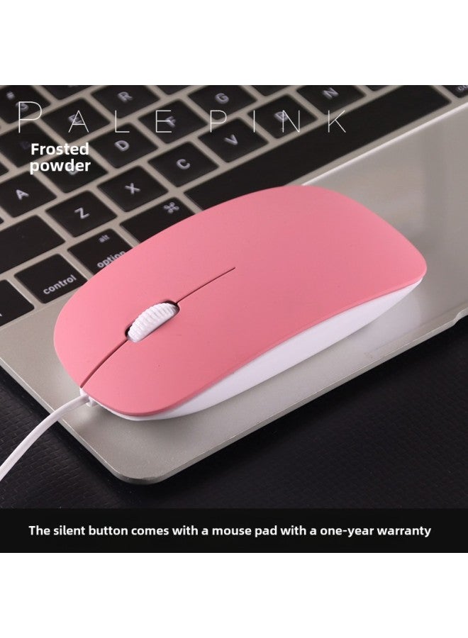 Wired Mouse Usb Mute Notebook For Huawei Dell Lenovo HP Xiaomi Asus Samsung Apple Cable-Color:Silent Version Wired Frosted Powder (comes With Mouse Pad)-Interface:Official Standard - Image 1
