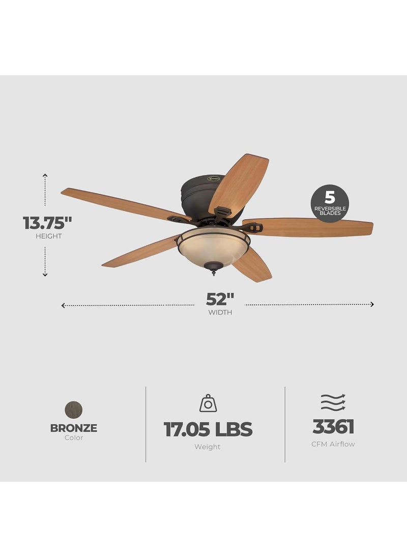 Westinghouse Westinghouse 7209600 Traditional Carolina LED 52 inch Oil Rubbed Bronze Indoor Ceiling Fan LED Light Kit with Amber Alabaster Bowl  - Image 3