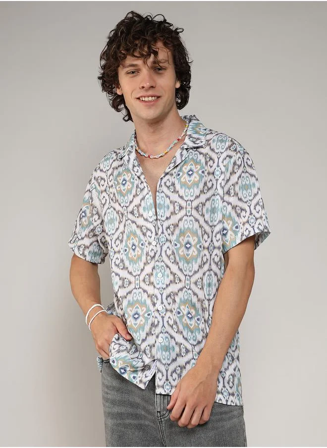 كامبوس سوترا Ikat Print Shirt with Buttons by Styli