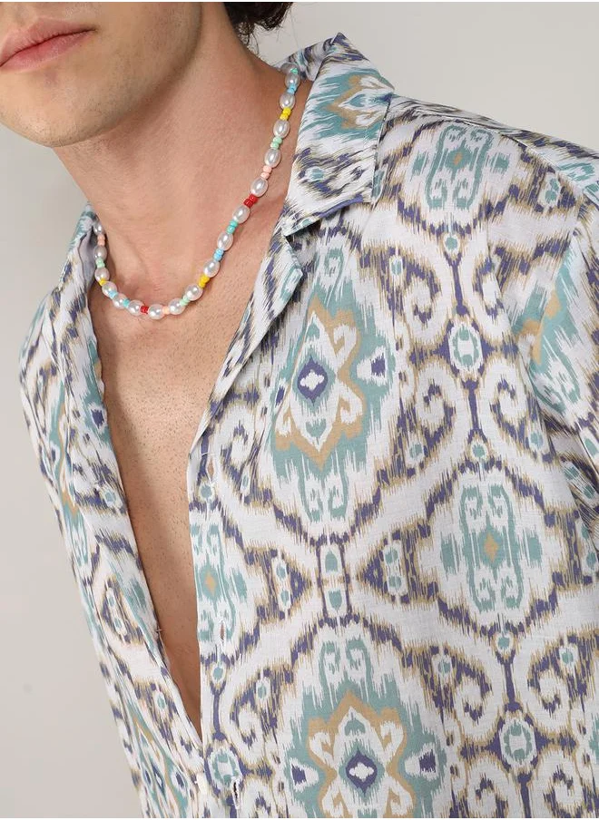 كامبوس سوترا Ikat Print Shirt with Buttons by Styli