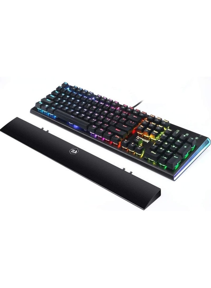 Redragon K569 Aryaman Mechanical Gaming Keyboard – RGB Backlit, Blue Switches, Full-Size, Metal Panel, Detachable Wrist Rest, Anti-Ghosting, for PC & Laptop - Image 4