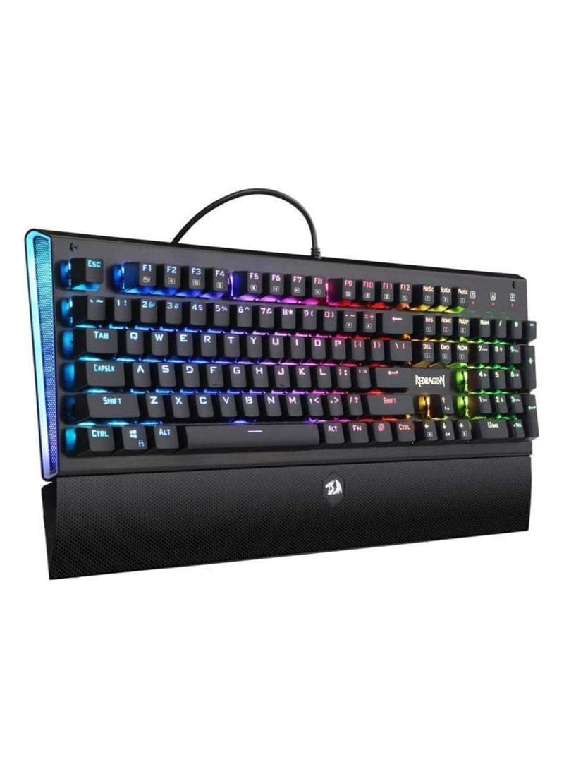 Redragon K569 Aryaman Mechanical Gaming Keyboard – RGB Backlit, Blue Switches, Full-Size, Metal Panel, Detachable Wrist Rest, Anti-Ghosting, for PC & Laptop - Image 3
