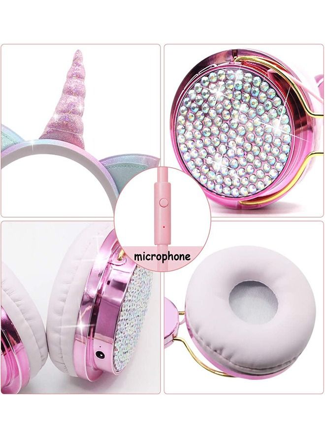 KASTWAVE Unicorn Children'S Earphone Suitable For Girls, Children, And Teenagers,Kids Wired Earphones Come With An Adjustable Headband, 3.5mm Jack, And No Tangled Cord,Come With A Microphone(Purple) - Image 3