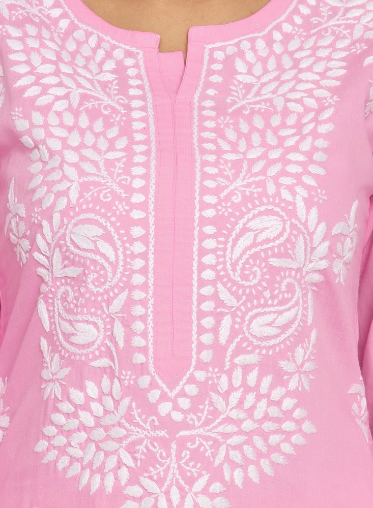 Alaya Women Hand Embroidered Chikankari Cotton Kurta Set-AL3674KS  - Image 3