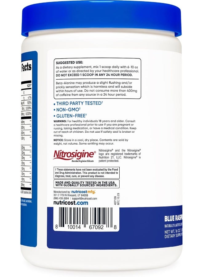 Nutricost Pre-Workout Complex Powder Blue Raspberry (30 Serv) - Image 4