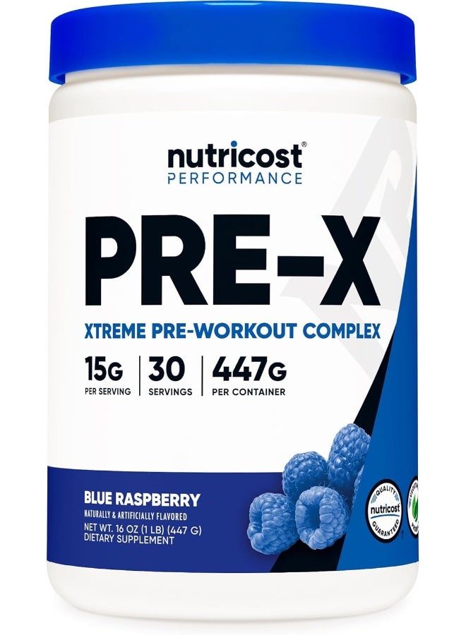 Nutricost Pre-Workout Complex Powder Blue Raspberry (30 Serv) - Image 1