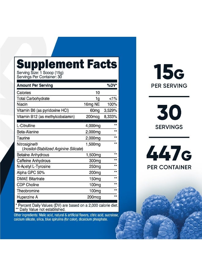 Nutricost Pre-Workout Complex Powder Blue Raspberry (30 Serv) - Image 2