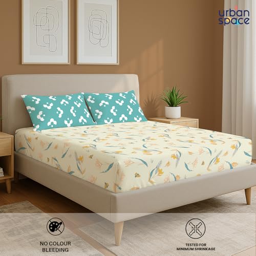 Urban Space 144 TC Divine 100% Cotton Bedsheet for Double Bed with 2 Pillow Covers, Queen Bedsheet (Size 90 x 100 inches, Sprinkle Buttercream, Double) - Image 3