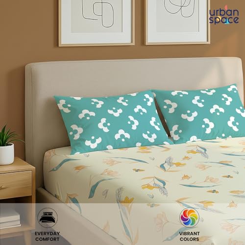 Urban Space 144 TC Divine 100% Cotton Bedsheet for Double Bed with 2 Pillow Covers, Queen Bedsheet (Size 90 x 100 inches, Sprinkle Buttercream, Double) - Image 4