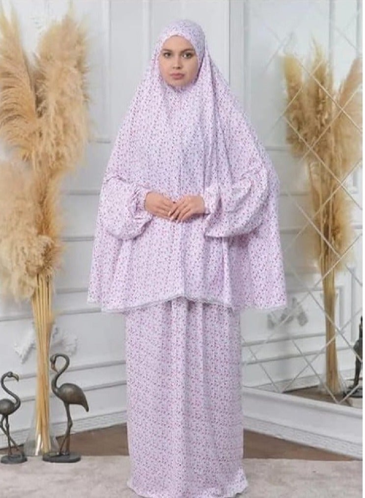 This multi-colored 2-piece prayer set is of superior quality to give you comfort and confidence during your worship without showing any body lines.