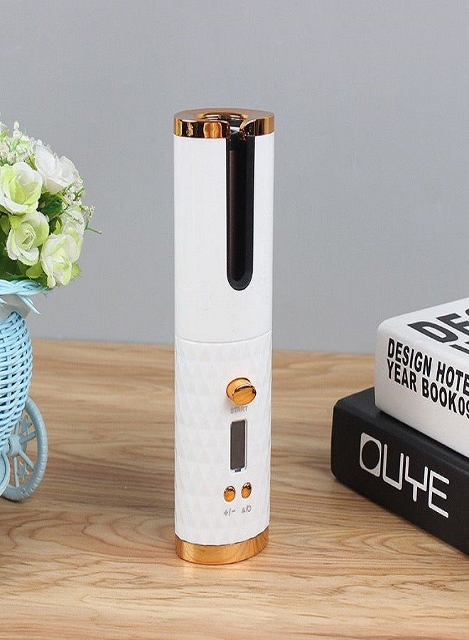 أداة تجعيد الشعر صغيرة أوتوماتيك لاسلكية وقابلة للشحن أبيض - Image 1