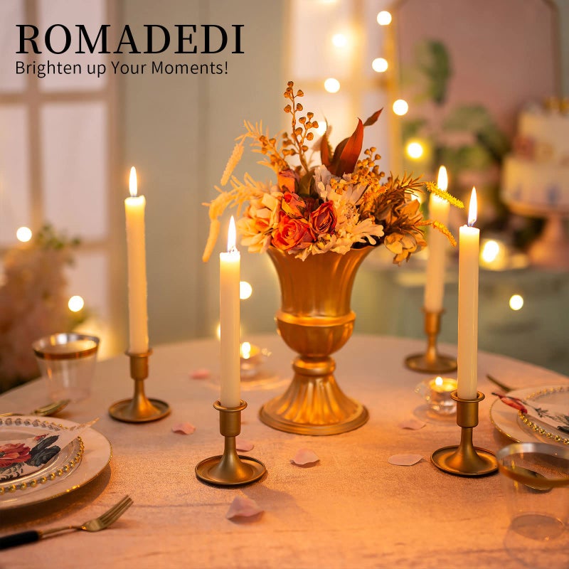 Romadedi Candlestick Holders Taper Candle Holders, Romadedi Gold Candle Stick Candle Holder for Table Centerpiece, Wedding Reception, Festive Christmas Mantel Decoration or Home Decor, Set of 2 - Image 4