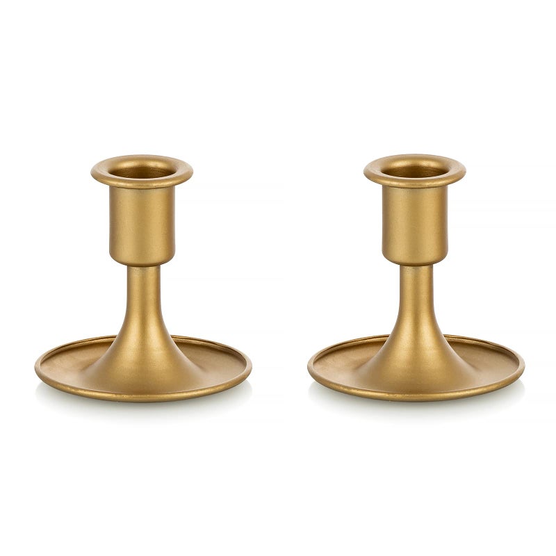 Romadedi Candlestick Holders Taper Candle Holders, Romadedi Gold Candle Stick Candle Holder for Table Centerpiece, Wedding Reception, Festive Christmas Mantel Decoration or Home Decor, Set of 2 - Image 1