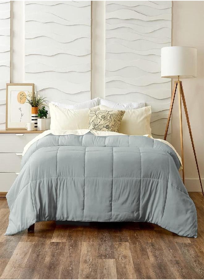 Cosy House Collection Cosy House Collection Luxury Bamboo Down Alternative Comforter - Master Bedroom Essentials - All Season Use - Stays Fresher for Longer - Box Stitch Construction & Duvet Loops (King/Cal King, Silver)  - Image 1